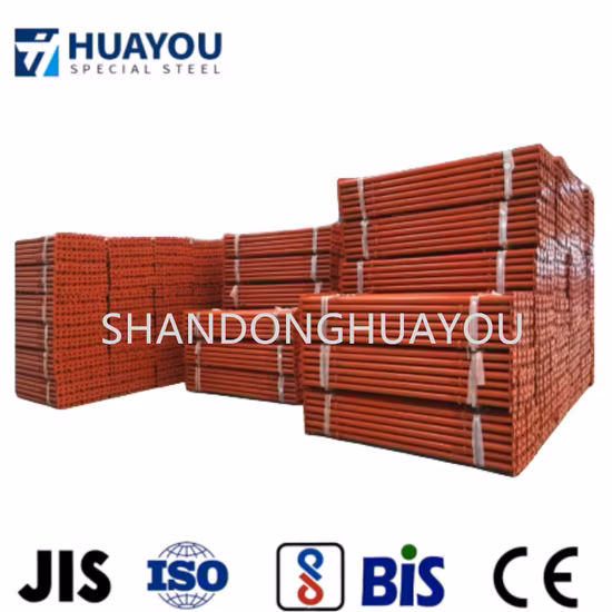 カラフルな粉体塗装調節可能なプッシュプル伸縮式鋼鉄足場支保工小道具